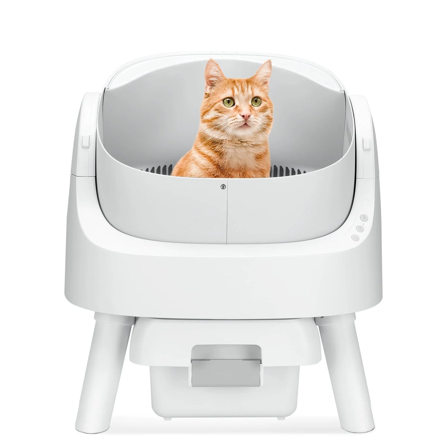 Large Multi-Cat Family Automatic Cat Litter Box with Safety Protection, Mat and Trash Bags Included, White