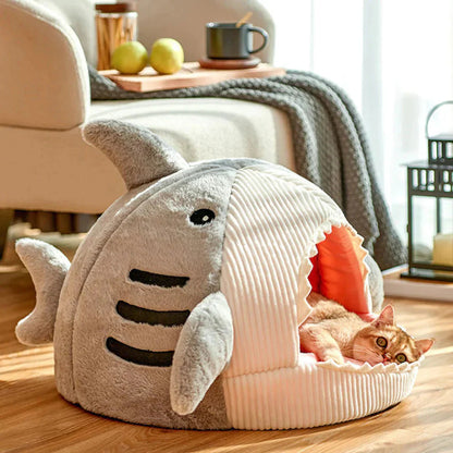 Luxury Plush Shark Pet Bed – Cats & Small Dogs | ShopCharley