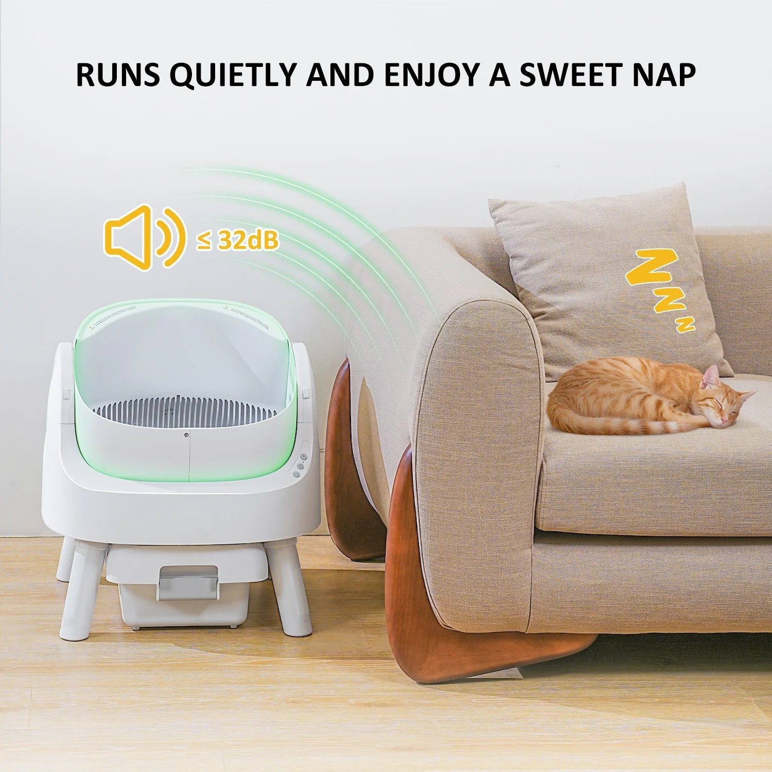 Large Multi-Cat Family Automatic Cat Litter Box with Safety Protection, Mat and Trash Bags Included, White