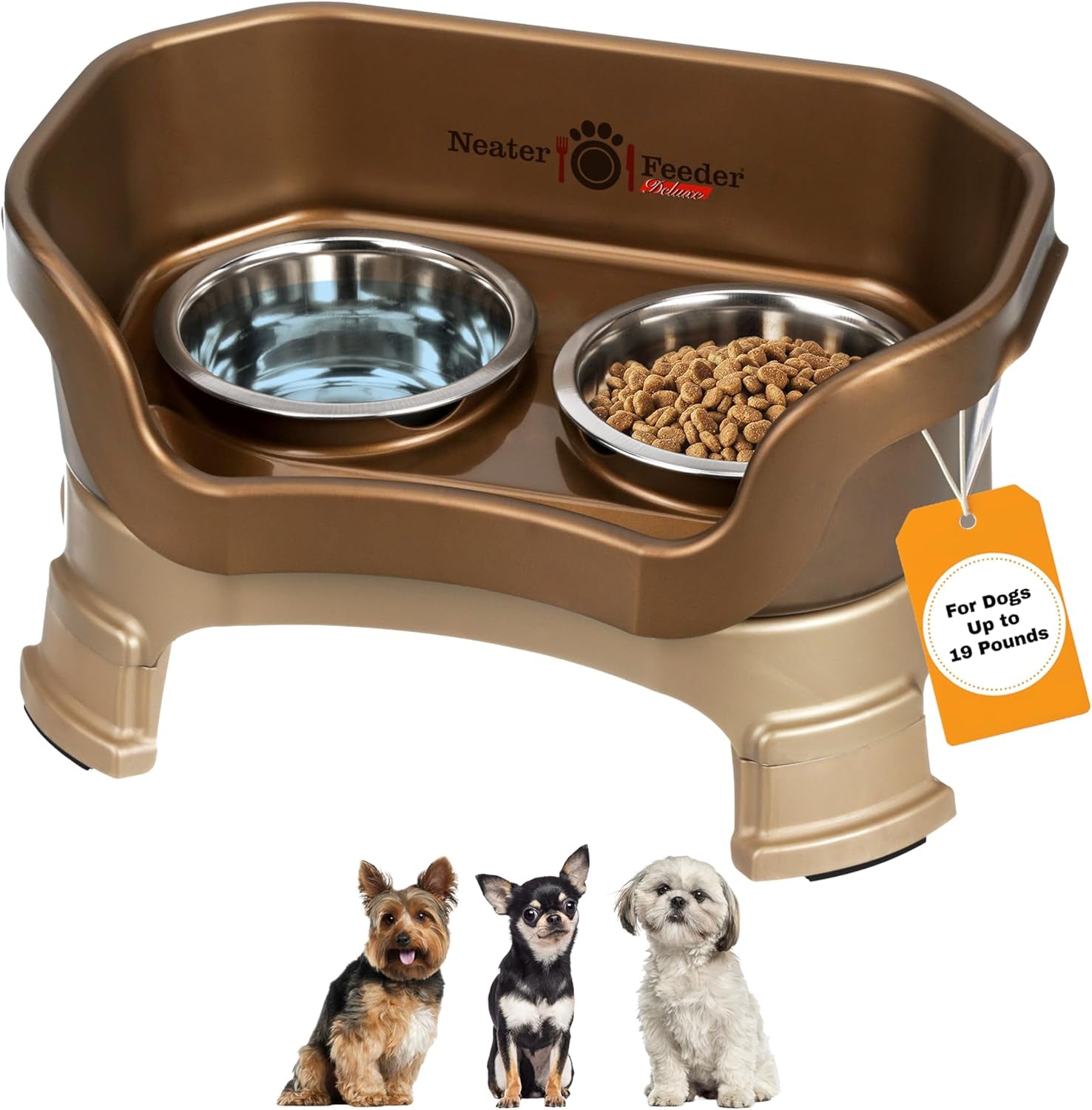 Neater Feeder Deluxe – Elevated Stainless Steel Dog Bowl Set for Small Dogs | Mess-Proof & Made in USA